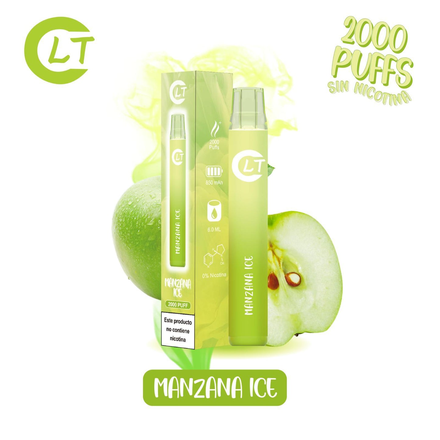 Vaper LT sin Nicotina Desechable Manzana Ice